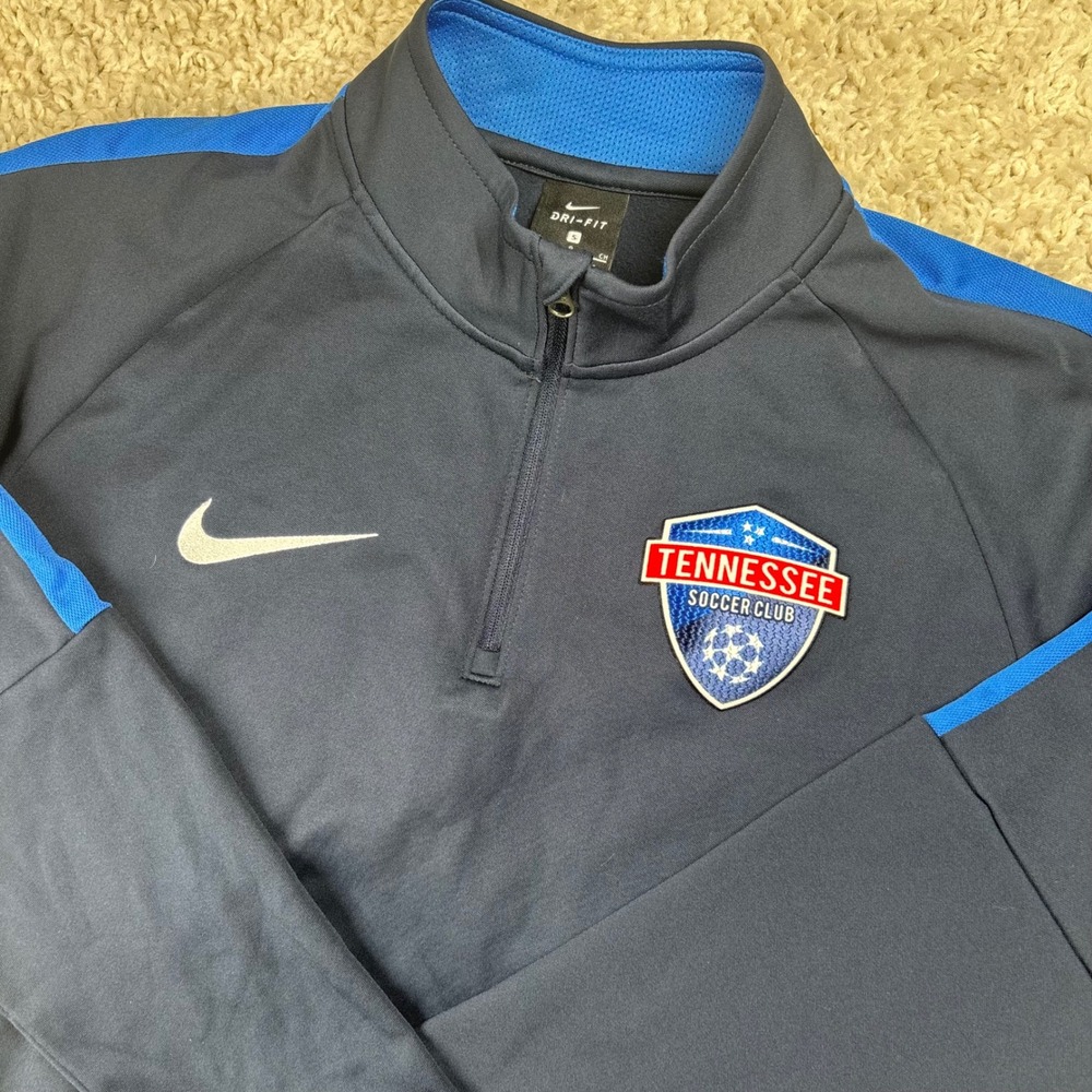 Nike Mens Quarter Zip Pullover‎ S Navy Blue Tennessee Soccer Club Dri-Fit